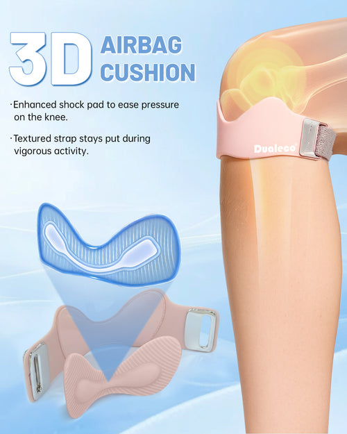 Dualeco Patella Tendon Knee Strap with 3D Cushion, Upgraded V Shaped Knee Support for Women, Anti-Slip Knee Brace for Running/Gym/Weight Lifting, Patellar Strap for Meniscus Tear/Arthritis 1PCS Pink