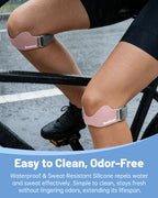 Dualeco Patella Tendon Knee Strap with 3D Cushion, Upgraded V Shaped Knee Support for Women, Anti-Slip Knee Brace for Running/Gym/Weight Lifting, Patellar Strap for Meniscus Tear/Arthritis 1PCS Pink