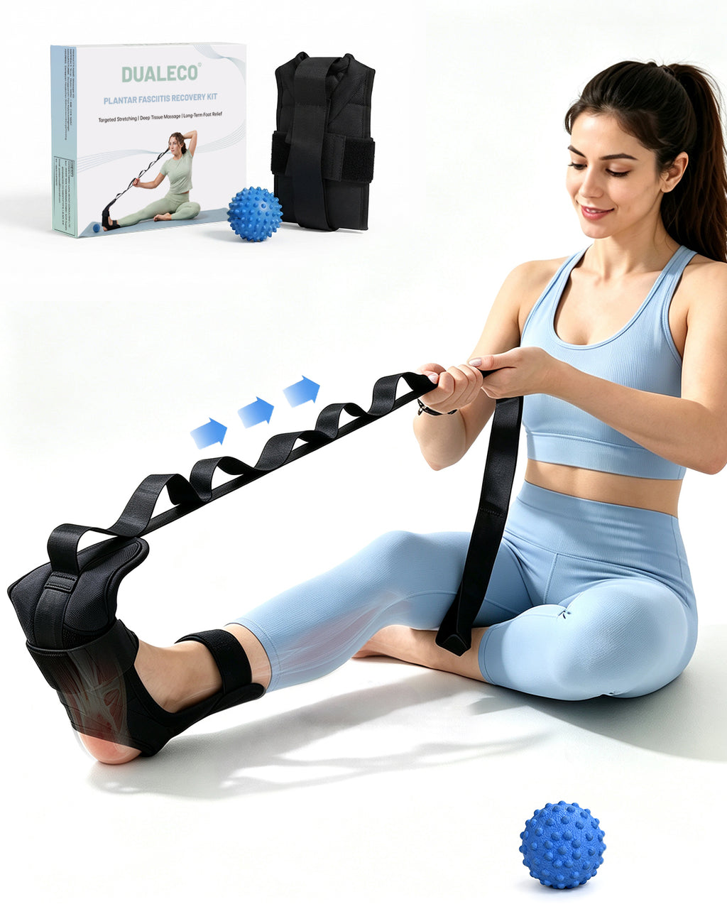 Plantar Fasciitis Foot Massager Kit with Massage Ball & Stretch Strap