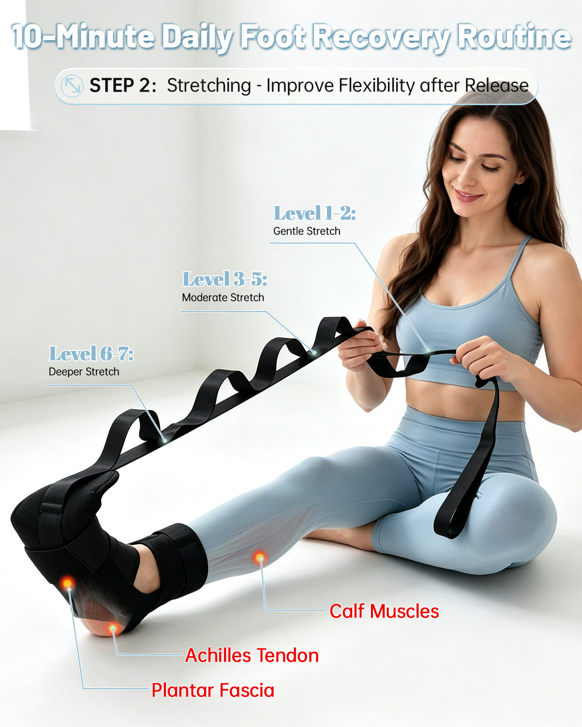 Plantar Fasciitis Foot Massager Kit with Massage Ball & Stretch Strap