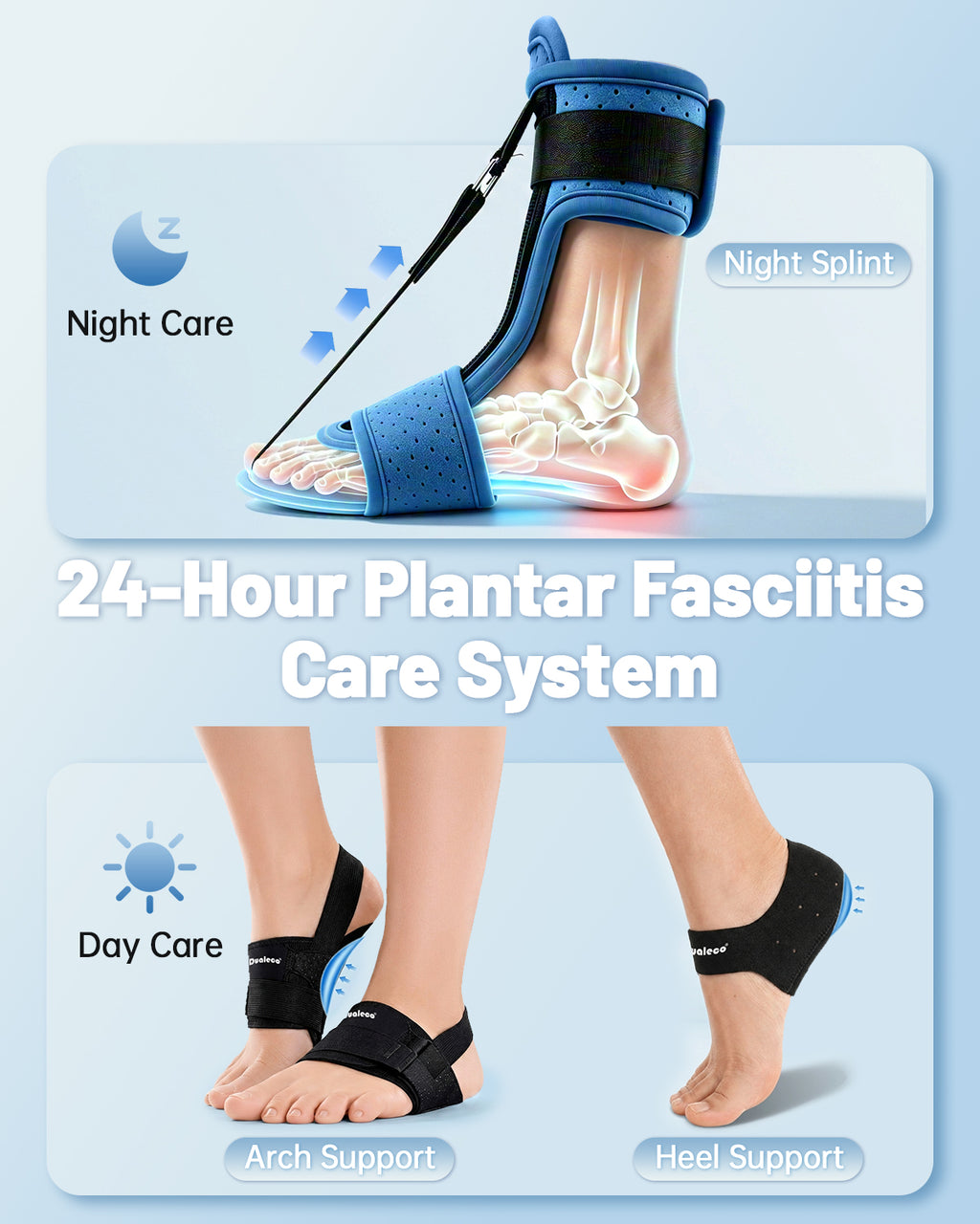 Plantar Fasciitis Night Splint, One Lightweight Foot Brace for Heel Pain
