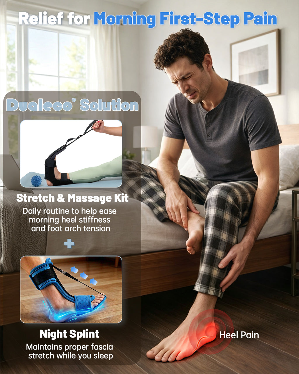 Plantar Fasciitis Night Splint, One Lightweight Foot Brace for Heel Pain
