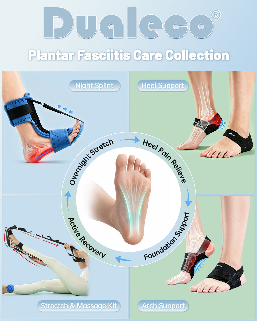Plantar Fasciitis Night Splint, One Lightweight Foot Brace for Heel Pain