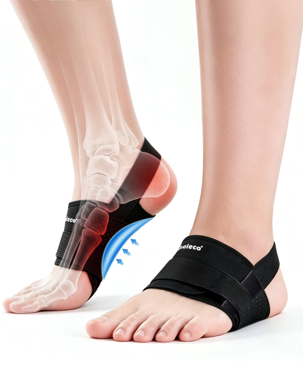Dualeco Upgraded Plantar Fasciitis Support, Comfortable Arch Support for Pain Relief, Foot Support with Adjustable Strap for Women/Men, Foot Support for Plantar Fasciitis Indoor&Outdoor