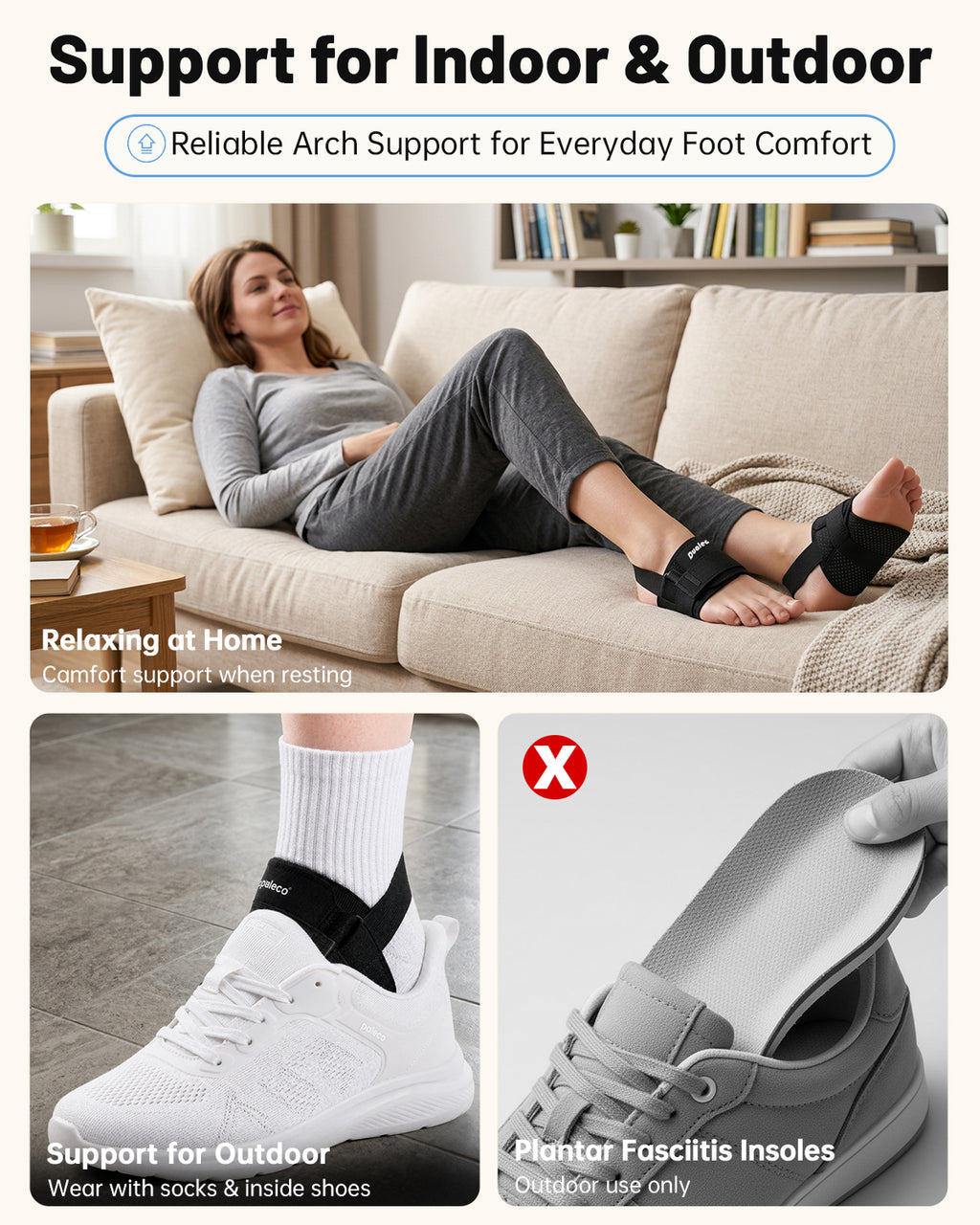 Dualeco Upgraded Plantar Fasciitis Support, Comfortable Arch Support for Pain Relief, Foot Support with Adjustable Strap for Women/Men, Foot Support for Plantar Fasciitis Indoor&Outdoor