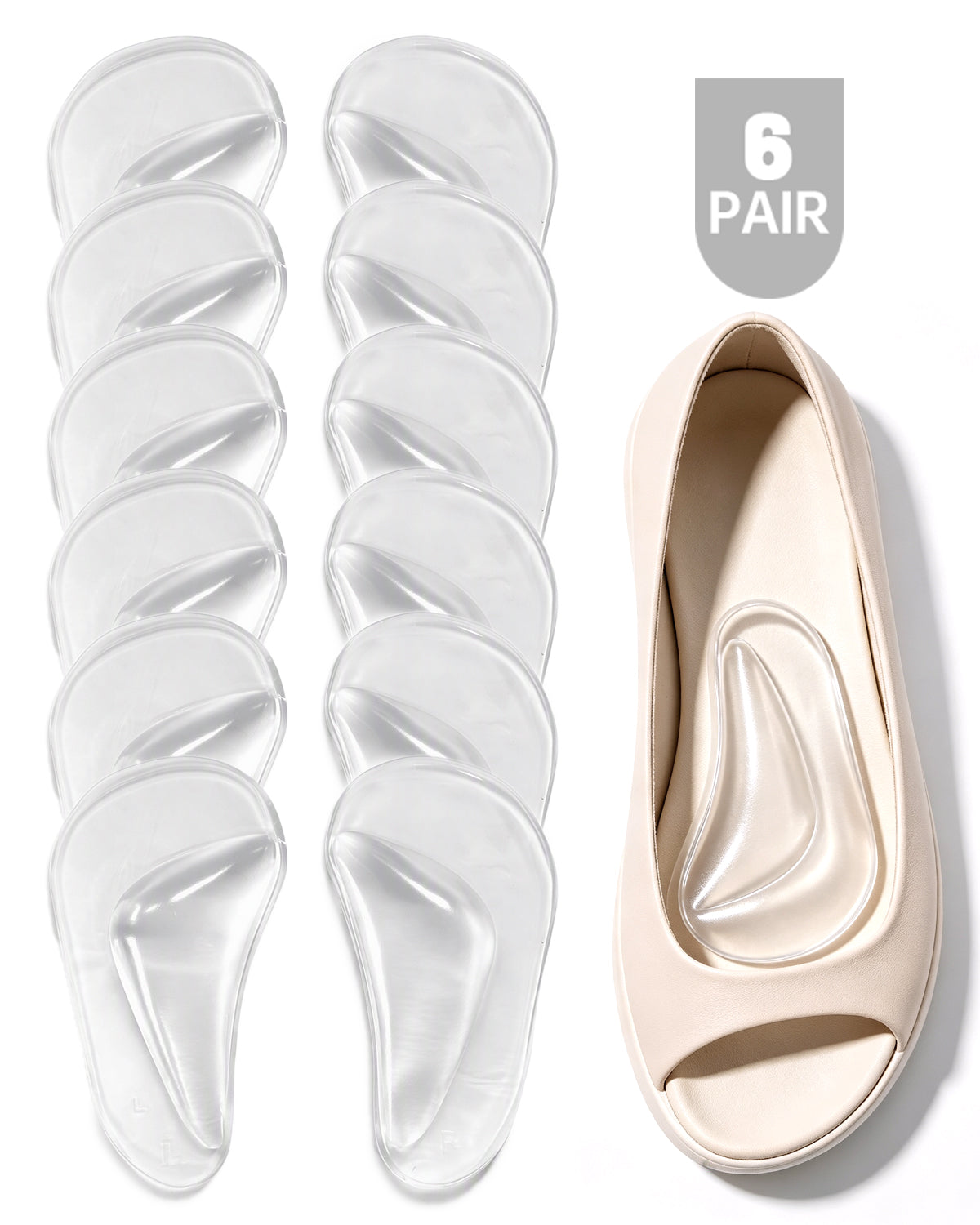 Dualeco Plantar Fasciitis Arch Support, 6 Pairs Gel Arch Supports